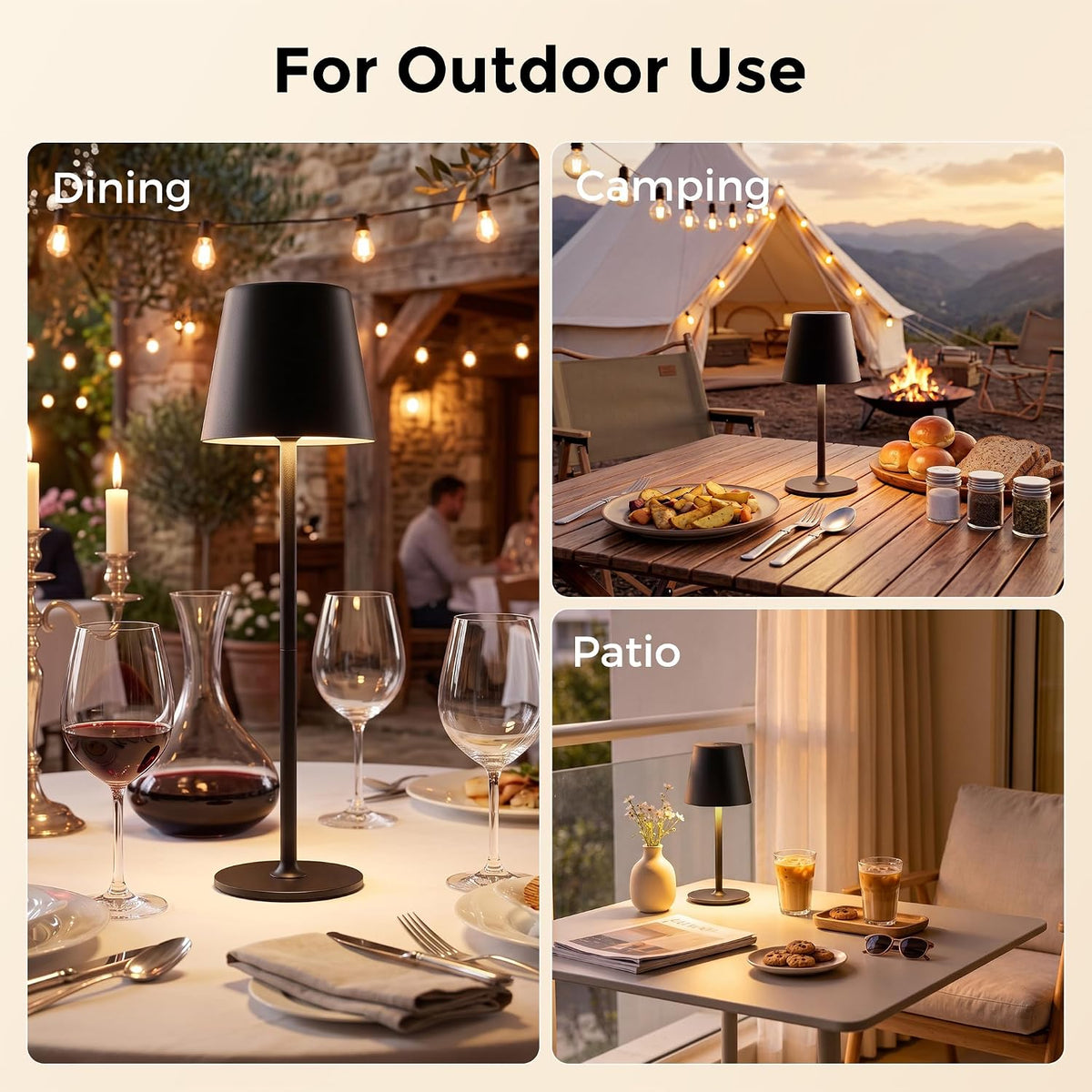 Rechargeable Table Lamp, Cordless Lamp for Outdoor & Indoor, 1 Pack