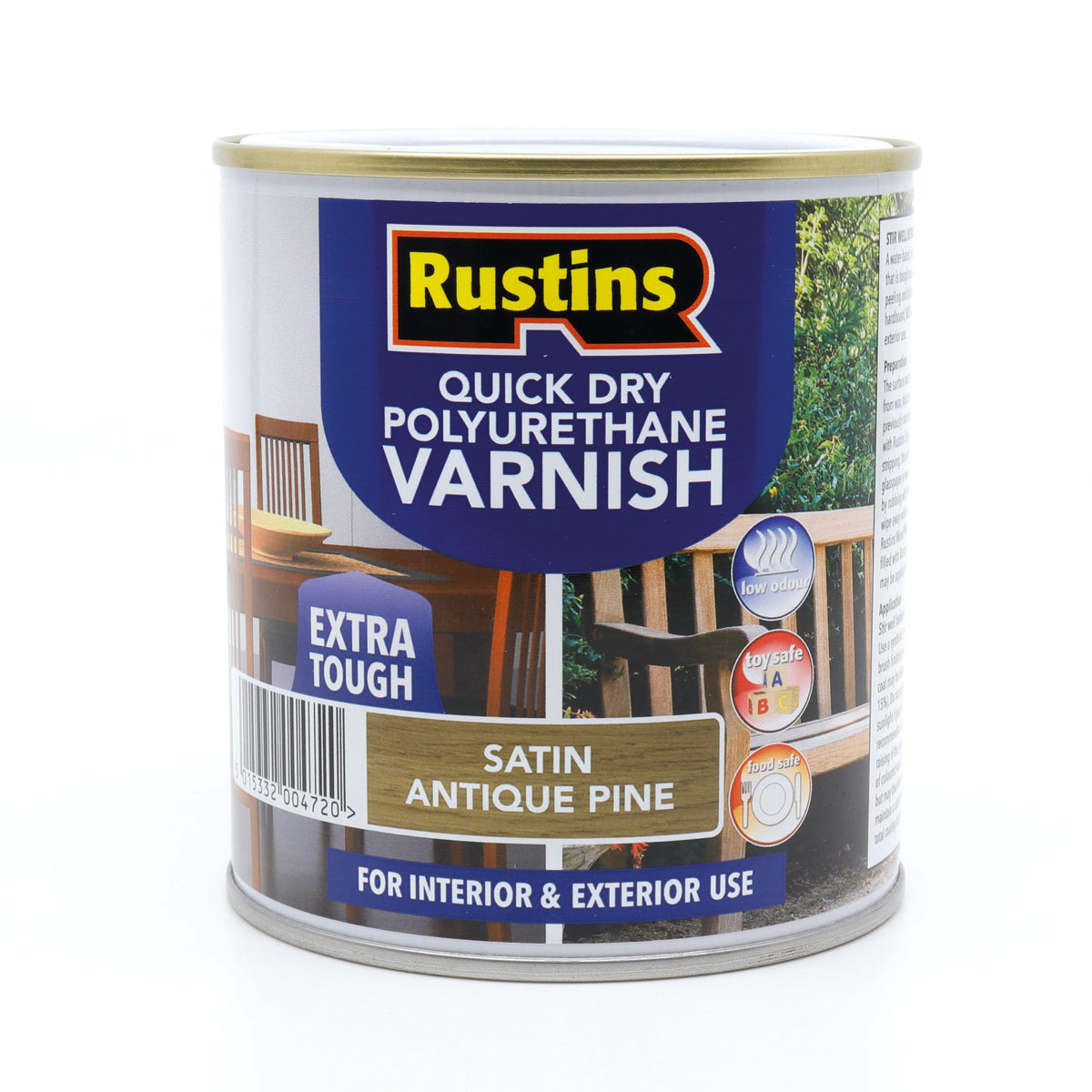 RustinsQuick Dry Poly Varnish Satin Clear 500ml -Tough, Water-Based Clear Finish in Gloss, Matt or Satin; Durable Protection for Interior Wood, Furniture and Floors