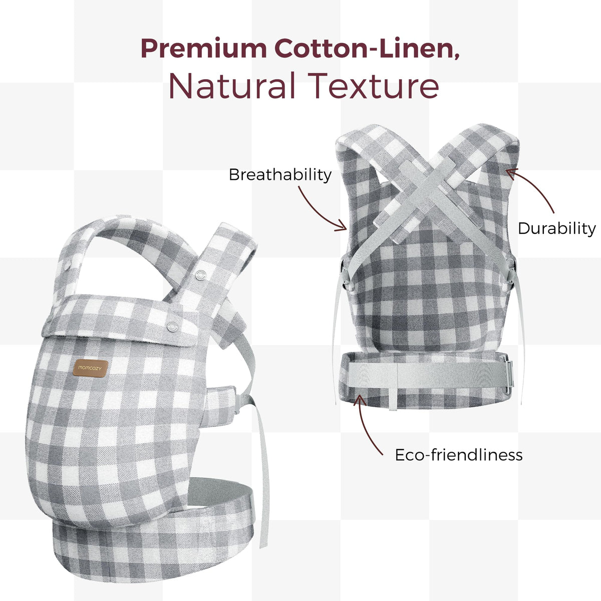 Momcozy Baby Carrier for 3-24M/3.2-20kg, Waist 64-127cm, Cotton Khaki