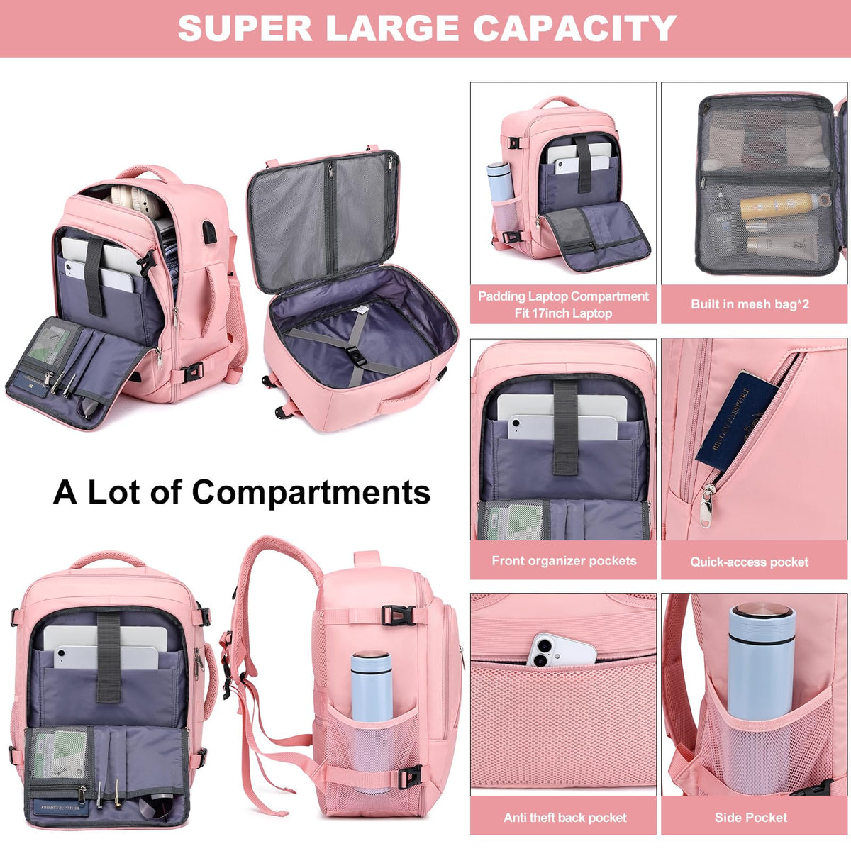Ryanair Cabin Bags 40x30x20 Underseat 24L Small Travel Backpack Cabin Size