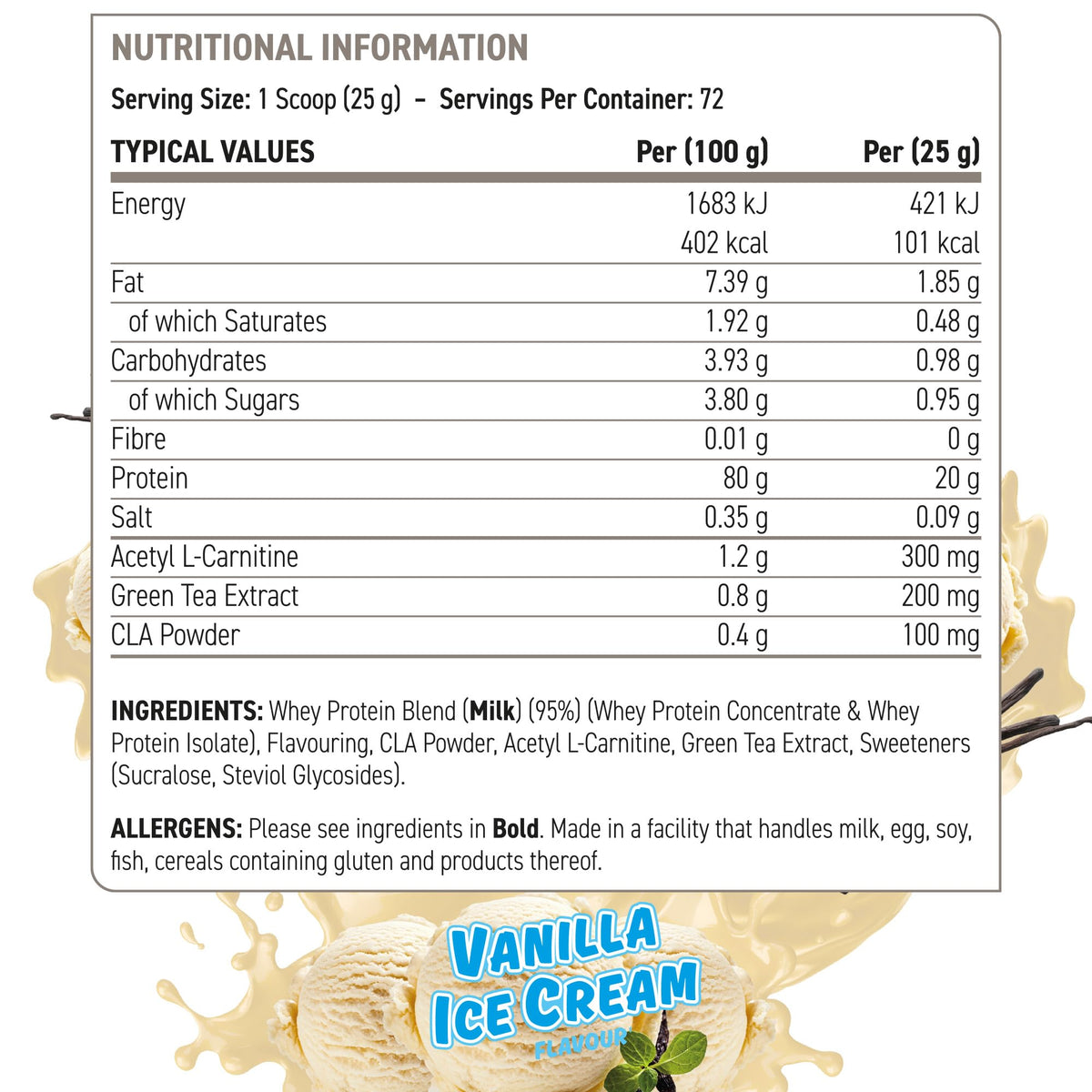 Applied Nutrition Diet Whey - High Protein Powder Supplement, Low Carb & Sugar, for Weight Management with CLA, L Carnitine, Green Tea (450g - 18 Servings) (Vanilla)