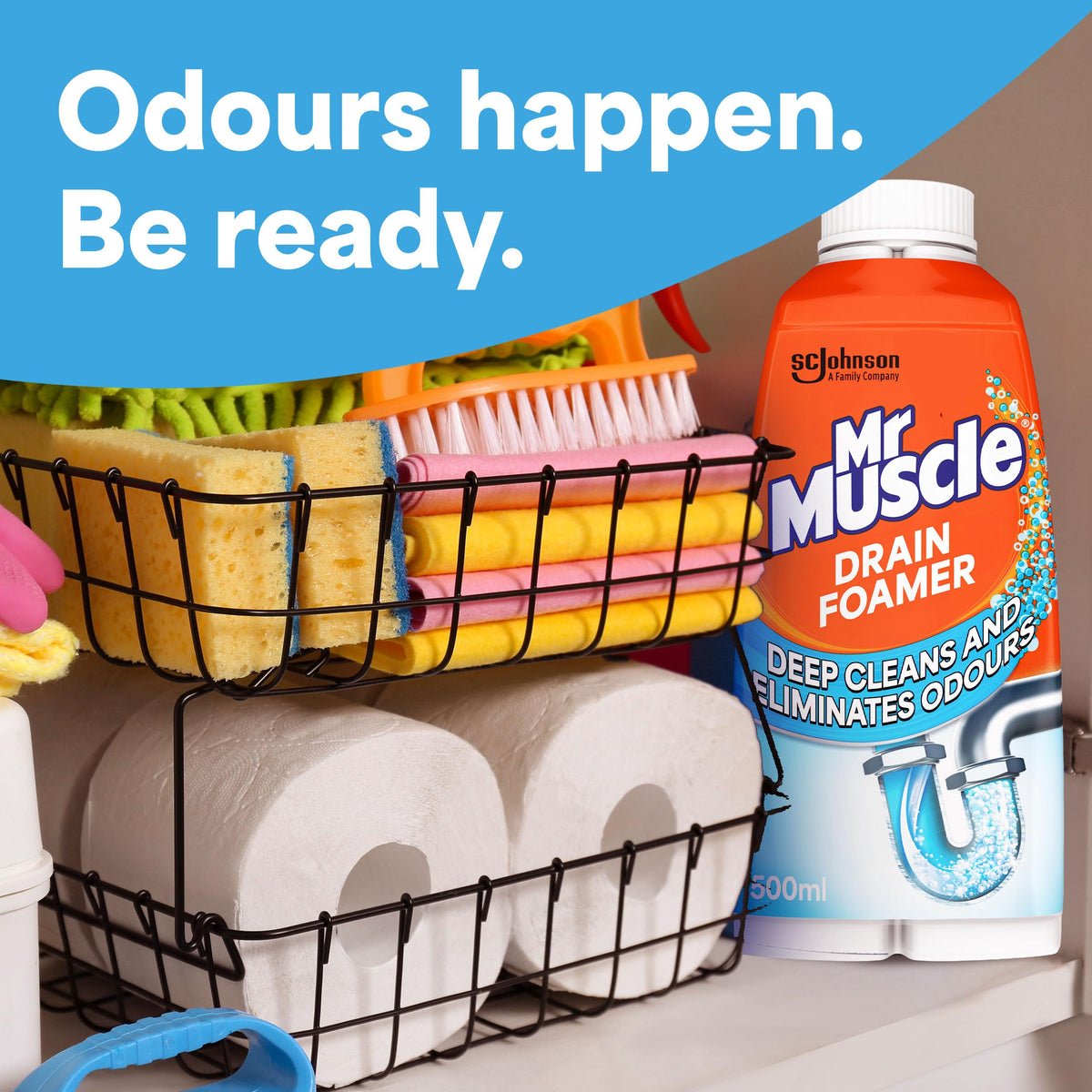Mr Muscle Drain Foamer (500 ml) Drain Cleaning Foam to Unblock & Eliminate Odour
