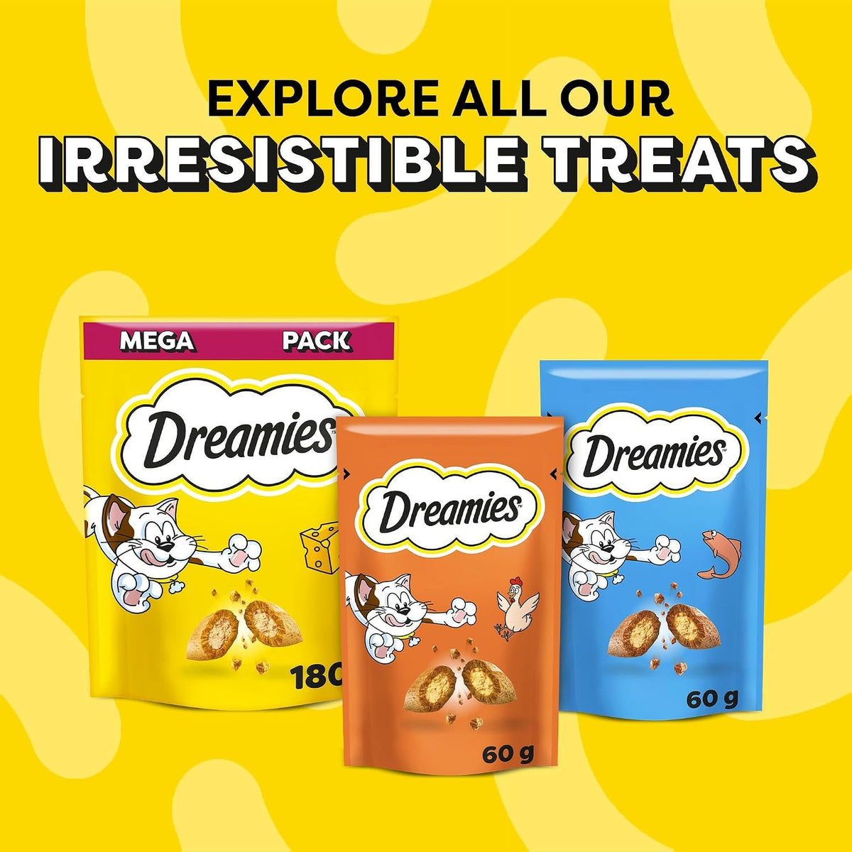 DREAMIES - Chicken Cat Treats - 2x350g - Multipack Snacks 2 Mega Tubs - Bulk Cat Food