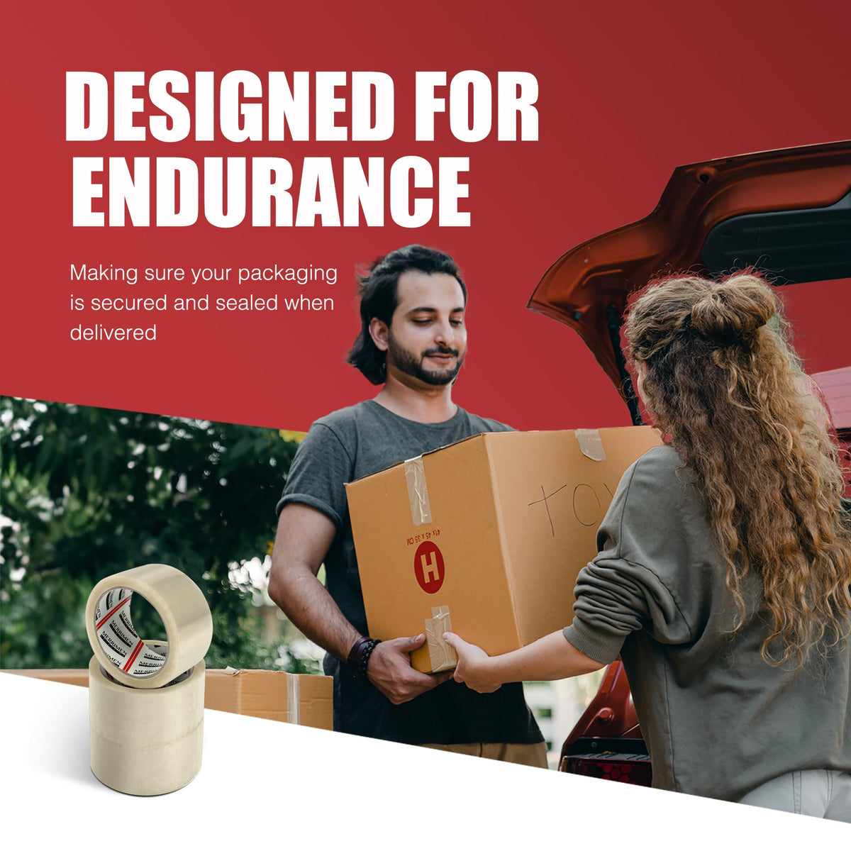 Merrimen Strong Heavy Duty Mixed Roll Pack Packaging Tape, Secure Sticky Sealing Tape for Parcel Boxes, Moving Boxes, Large Postal Bags for Long Term Storage, (48MM x 66M) (3 rolls, Mixed)