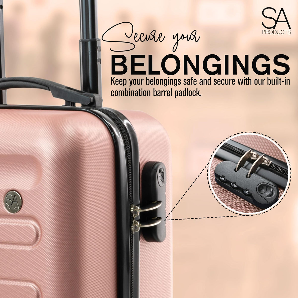 SA Products Cabin Suitcase - 34L Carry On Hard Shell Bag - 55x40x20 - Grey