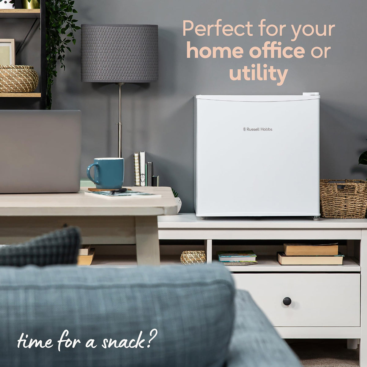 Russell Hobbs Table Top Larder Mini Fridge 43 Litre Capacity, Reversible Door & Adjustable Feet, Small Fridge, Manual Temperature Control, Ice Box, Black RHTTF0E1B