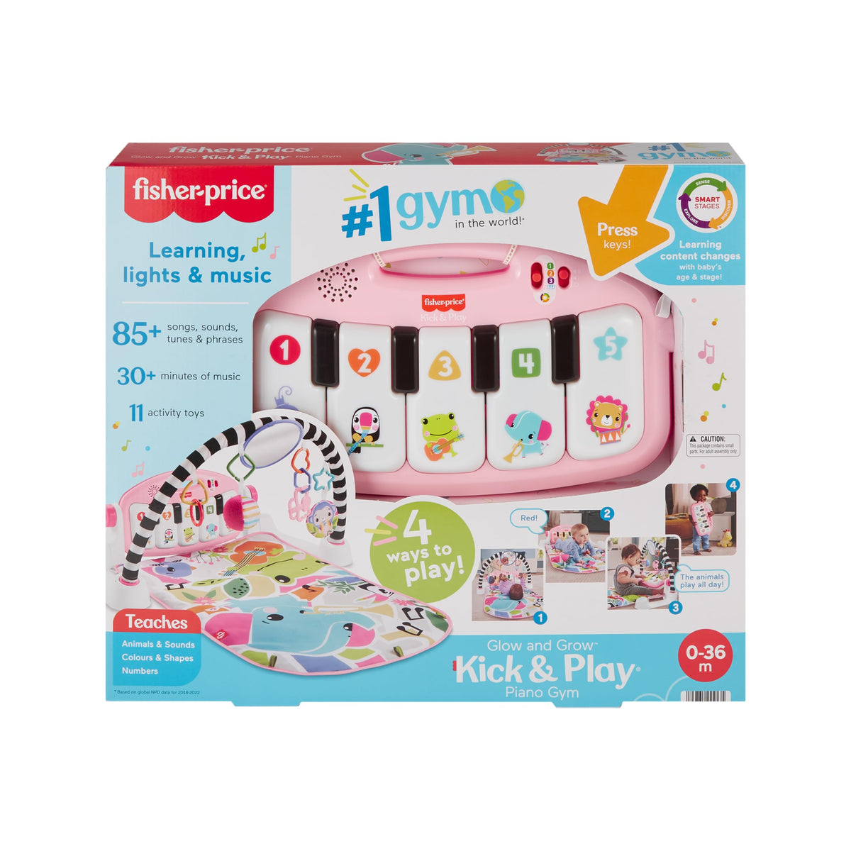 Fisher-Price Kick & Play Piano Baby Gym, Navy Fawn