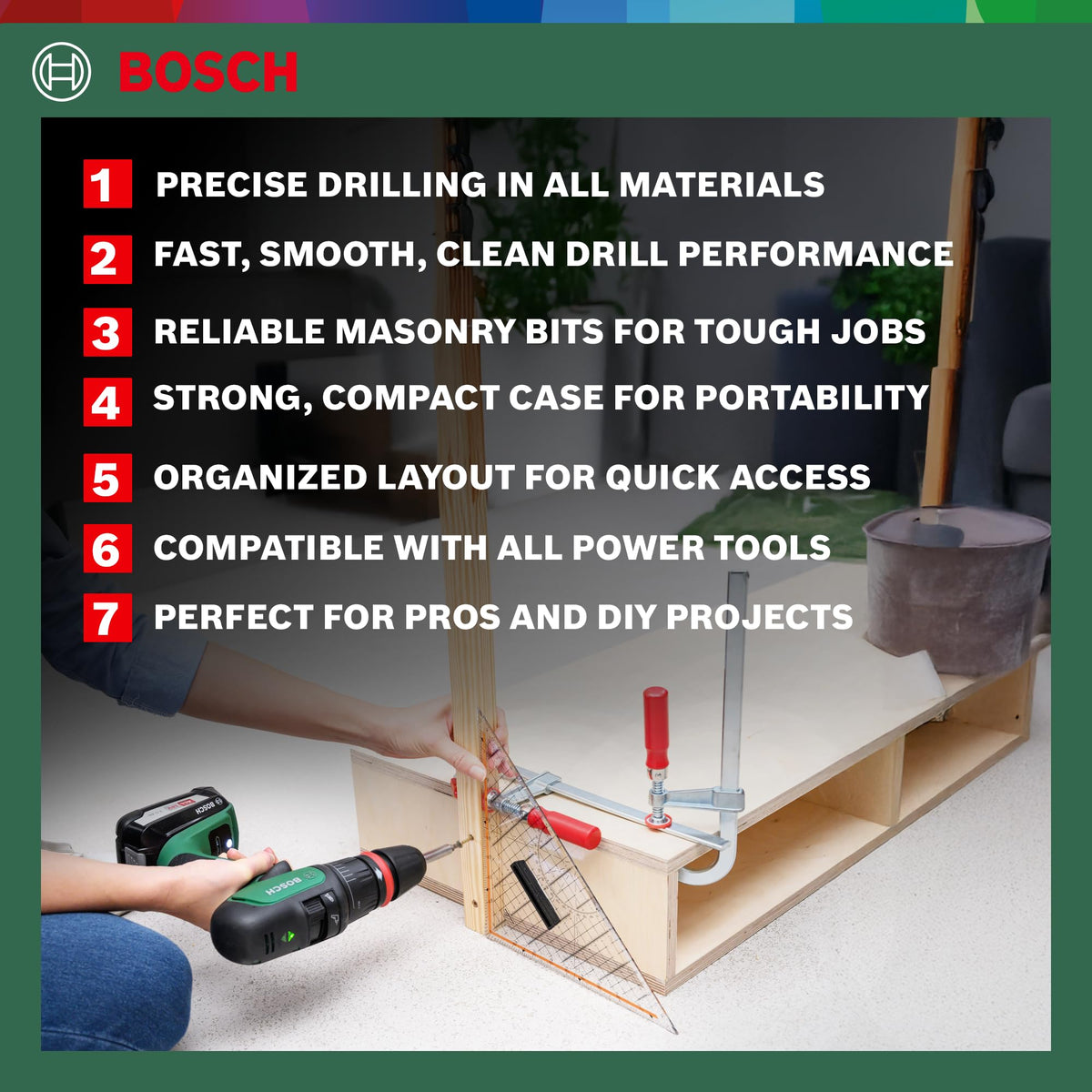 Bosch 34pc. X-Line Drill and Screwdriver Bit Set (for Wood, Masonary and Metal, Accessories Drill and Screwdriver)