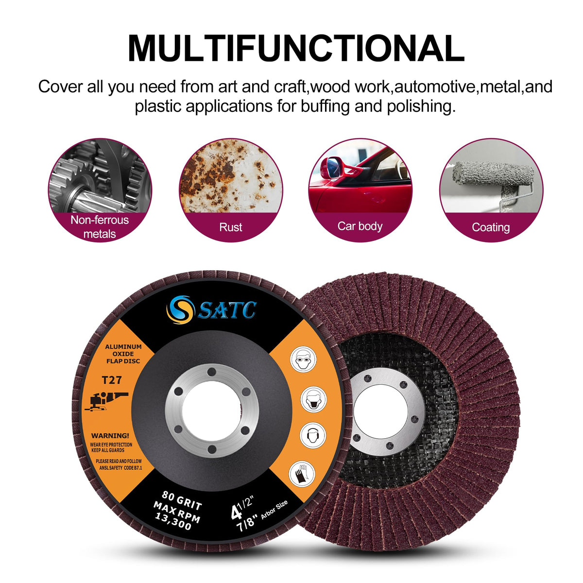 SATC Flap Discs 115mm 10 Pack Grinding Discs 120 Grit for Angle Grinder to Sanding Grinding Metal Wood