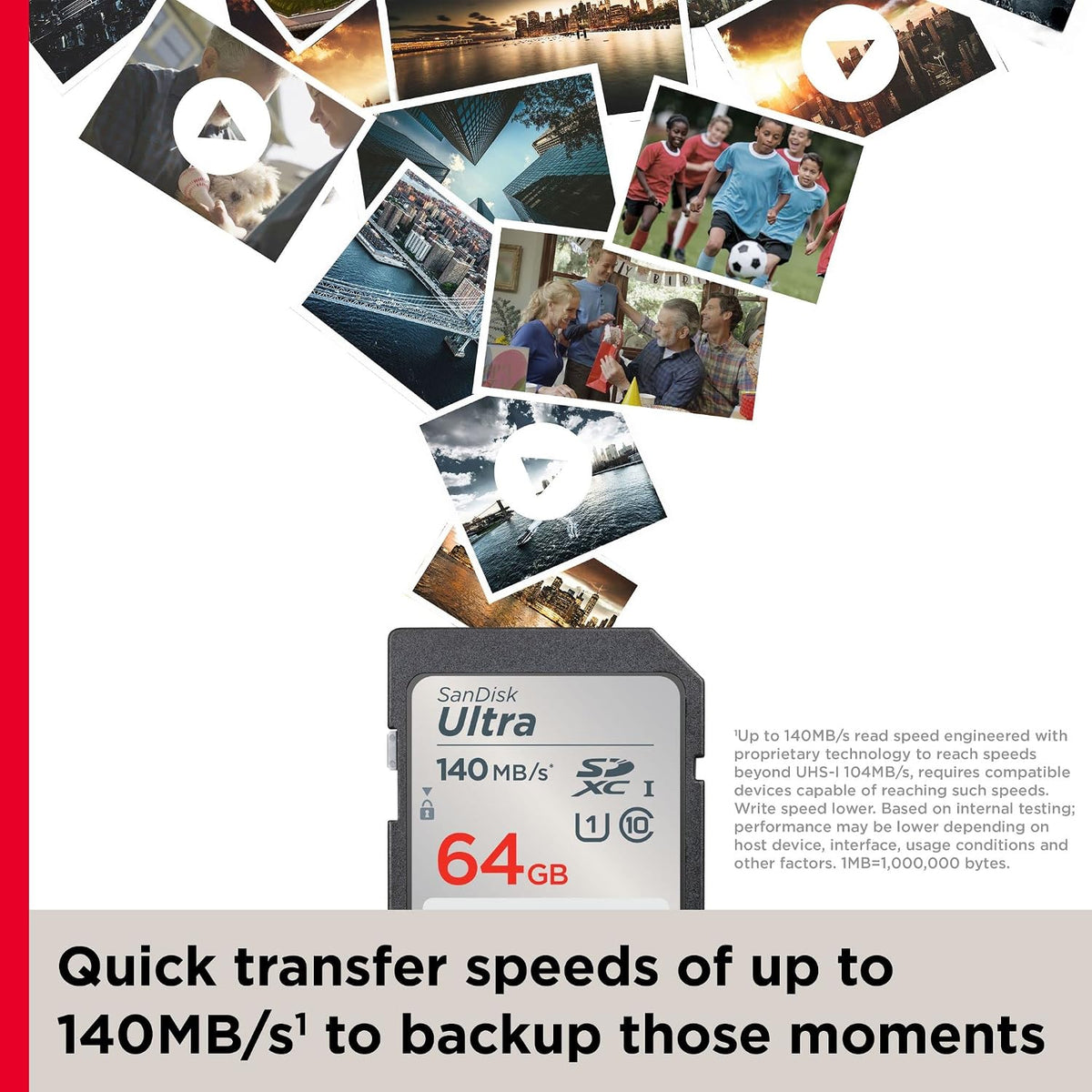 SANDISK Ultra SD Memory Card 64GB, Up to 140MB/s Read Speeds, UHS-I