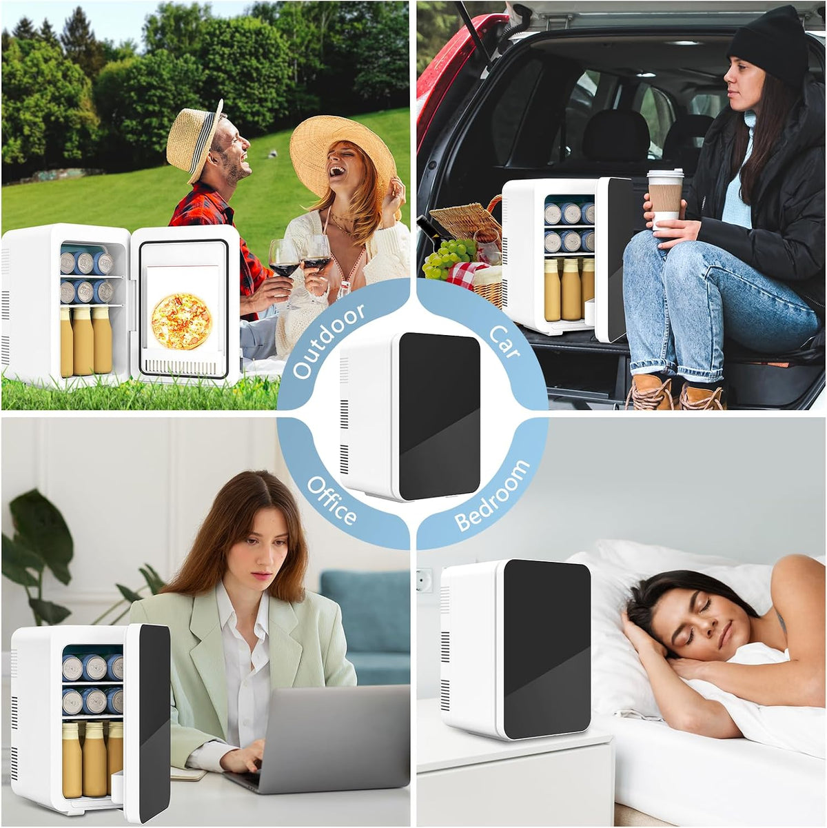 ARTETHYS Mini Fridge for Bedrooms, 10L Small Portable Car Fridges