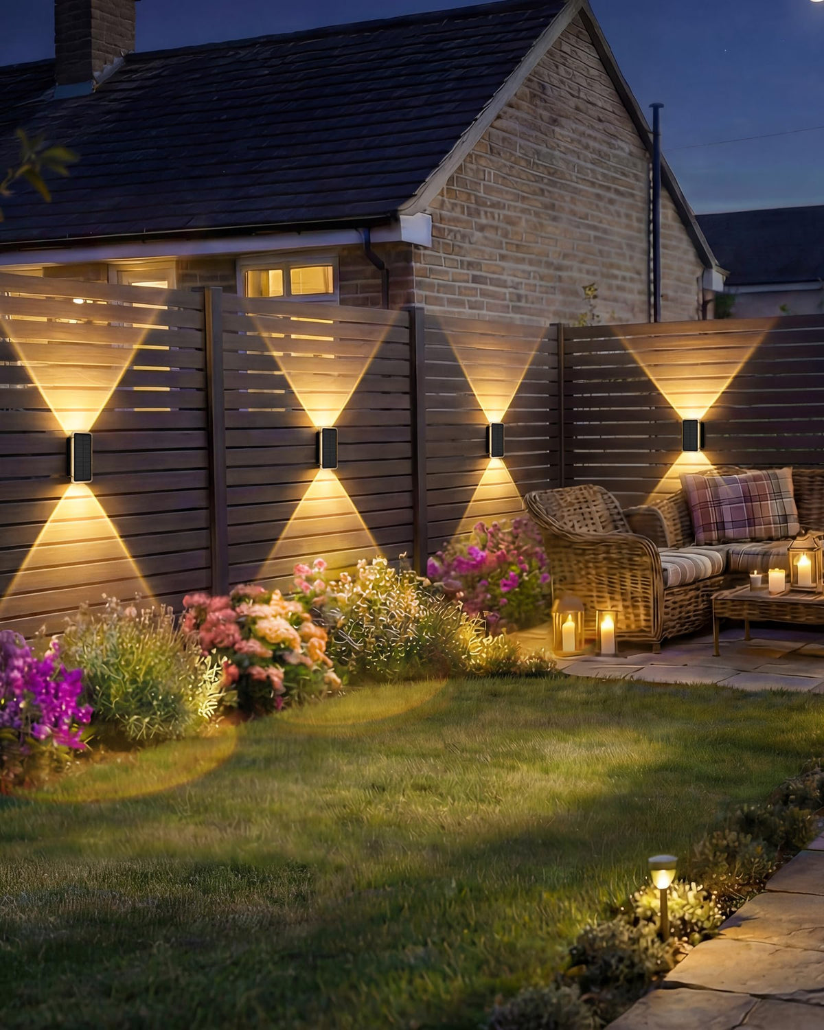 vighep RGB Solar Fence Lights Outdoor 3 Pack, 11 Mode Up & Down Wall Lights