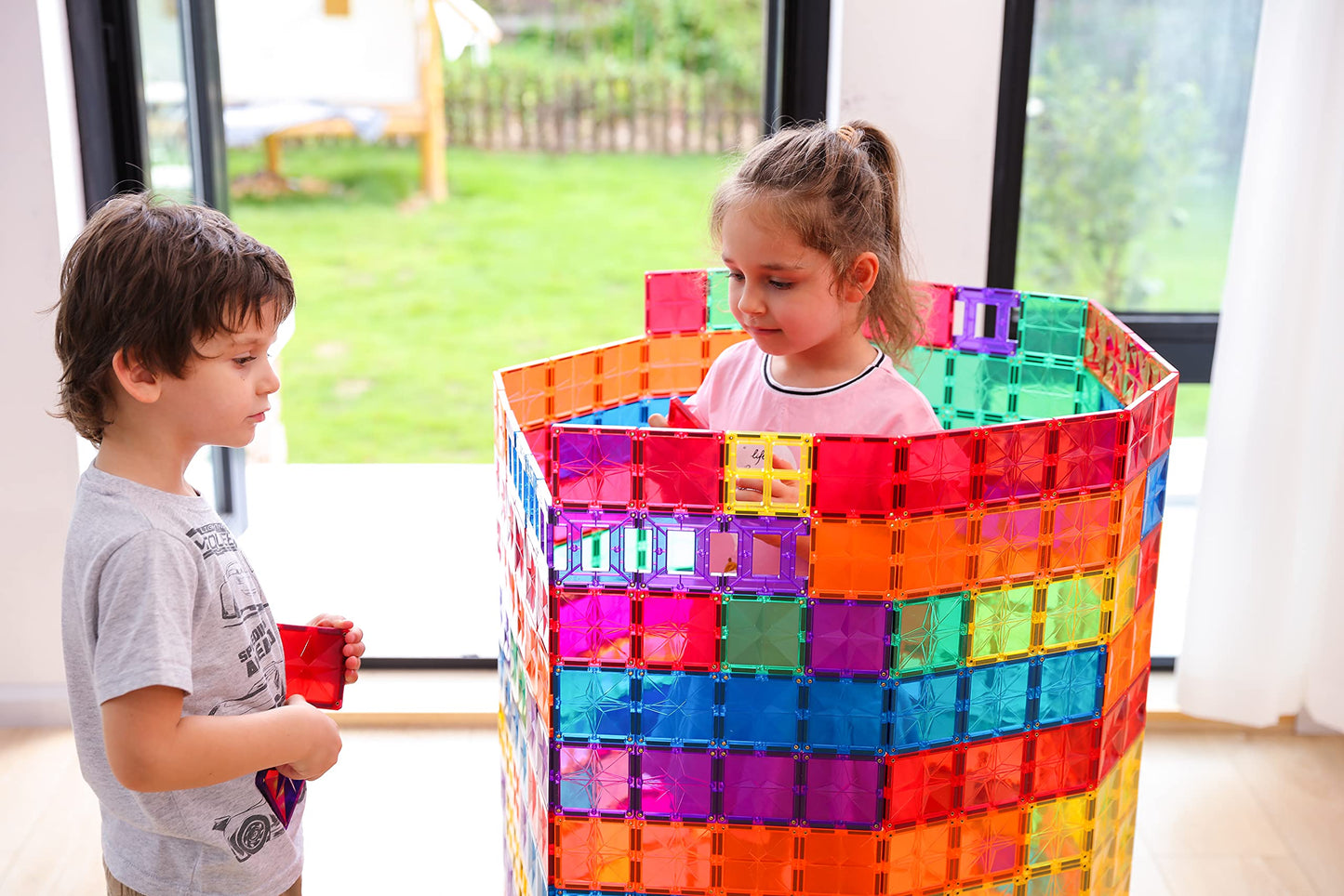 MEGAGONTILES 110PCS Premium Magnetic Tiles Set | STEM-Authenticated Magnetic Building Blocks | Educational Construction Toy for Kids Ages 3–8 (Boys & Girls)