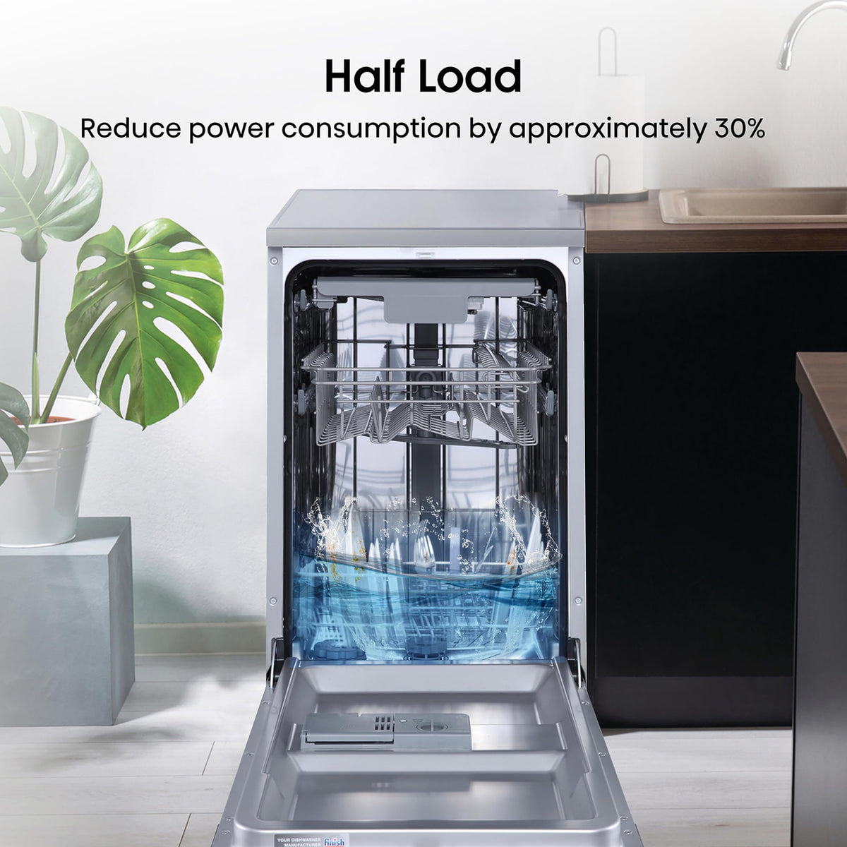 Hisense HS523E15WUK Slimline 10 Places Free Standing Dishwasher White with 30 Minutes Quick Wash [Energy Class E]