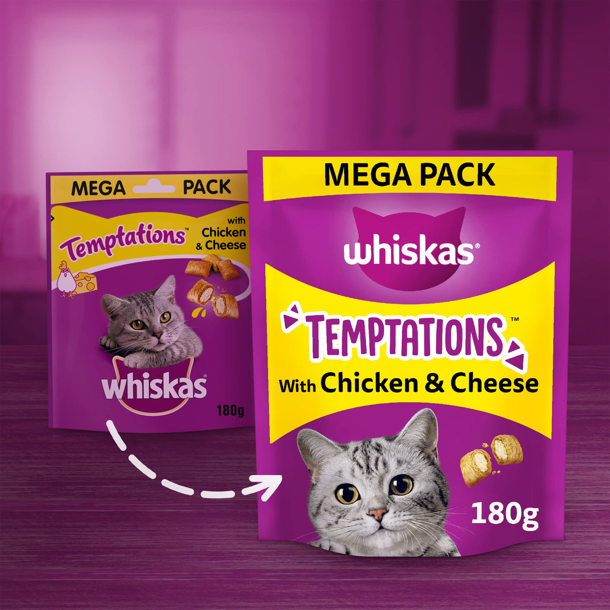 WHISKAS Crunch 100g (Pack of 6) - Tasty Topping Adult Cat Treat Biscuits