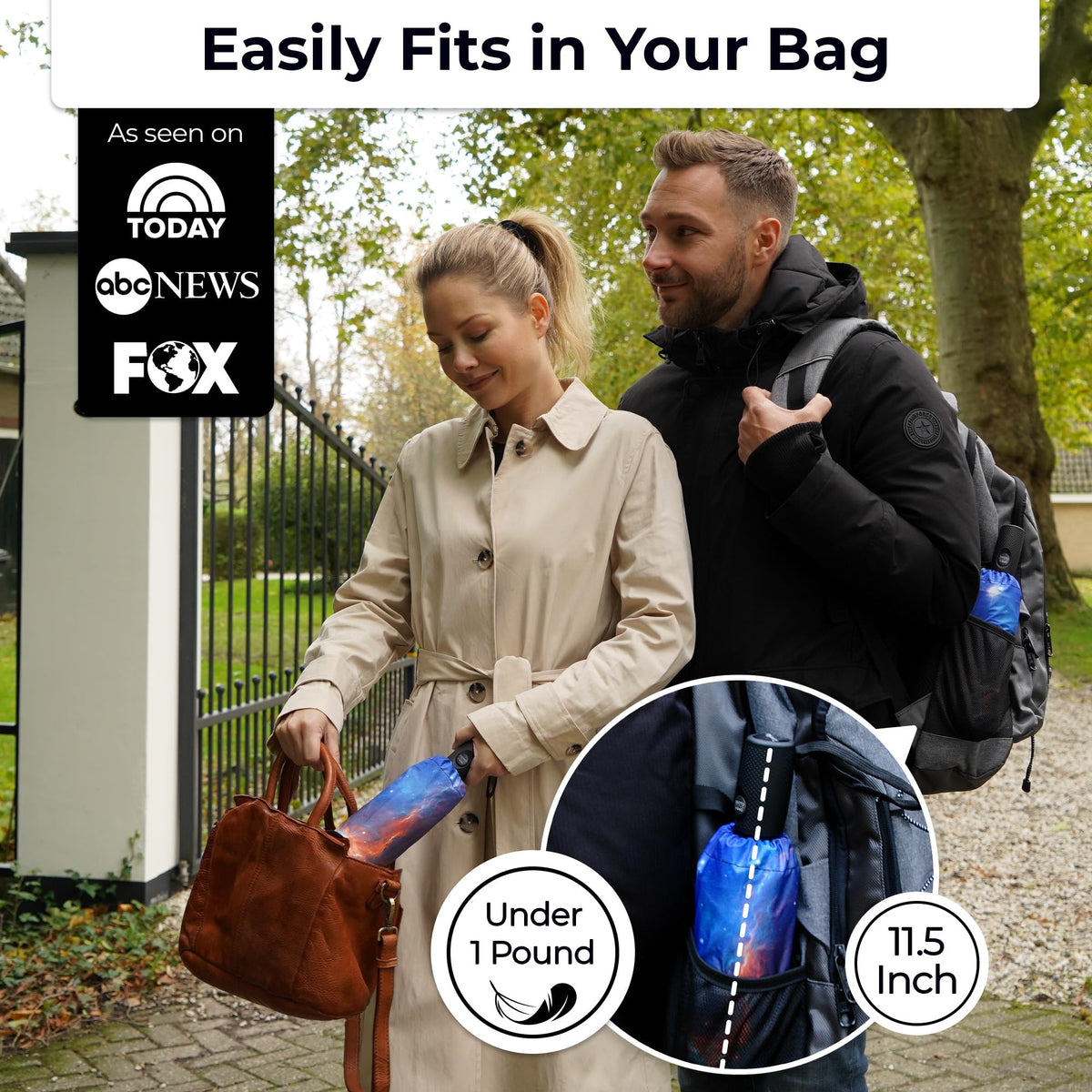 TUMELLA Strongest Windproof Travel Umbrella (Compact, 100MPH Wind-Tested)