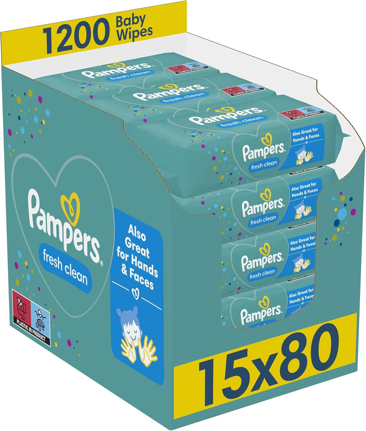 Pampers Fresh Clean Baby Wipes Multipack 1200 Count (15 x 80)