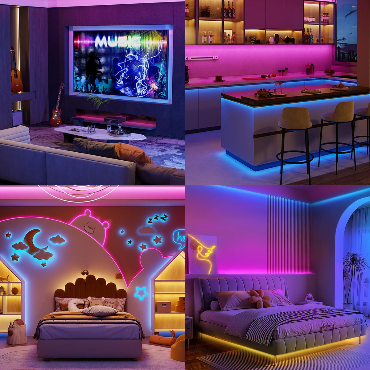 HOVVIDA LED Strip Lights 10M, 1x10M, 30 LEDs/Meter, 24V RGB LED Strip Light, 300 LEDs, APP and Remote Control, Music Mode, Timer Mode, LED for Bedroom, Living Room, Kitchen, Party