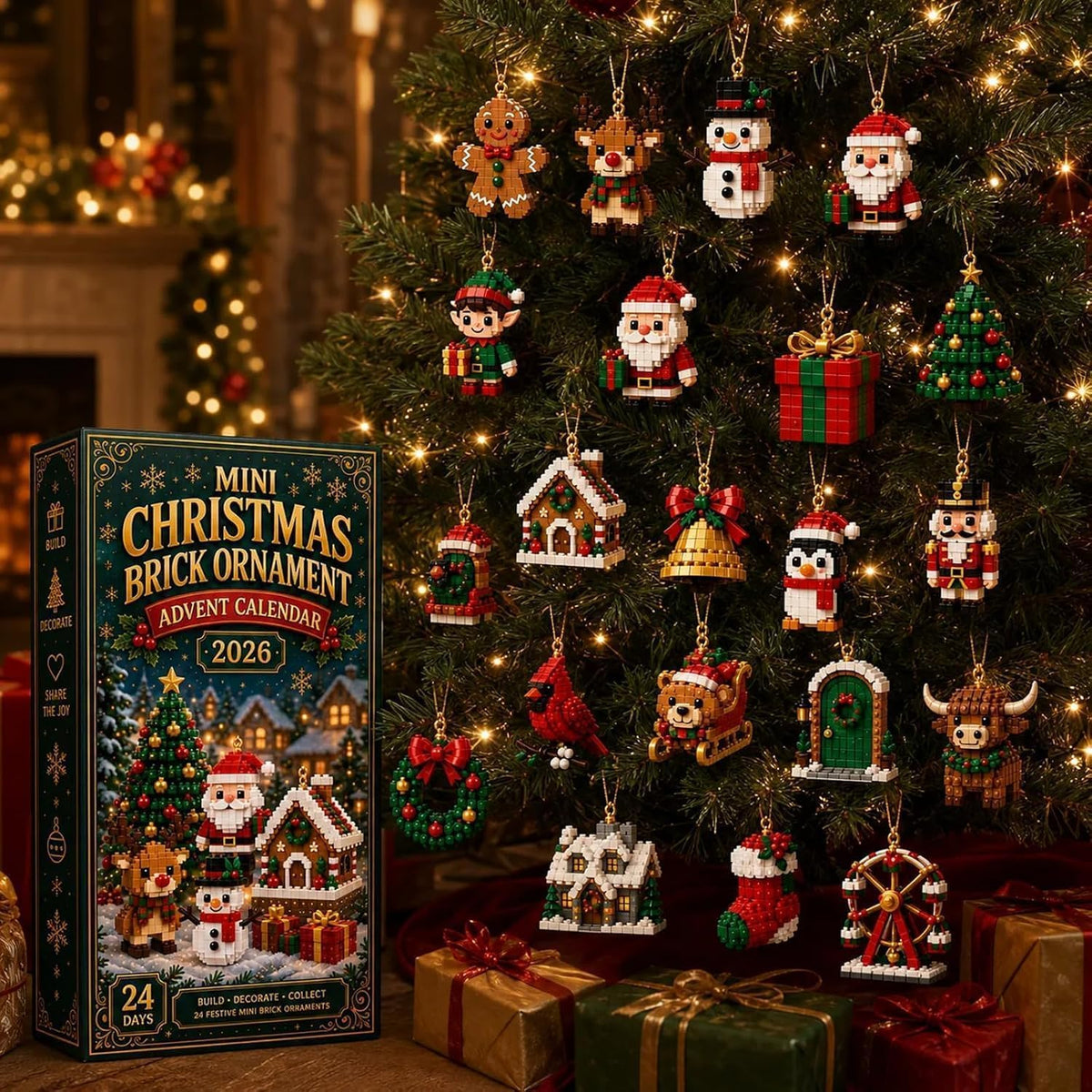 24-Day Mini Christmas Brick Ornament Advent Calendar 2026 (2D) (3D Version)