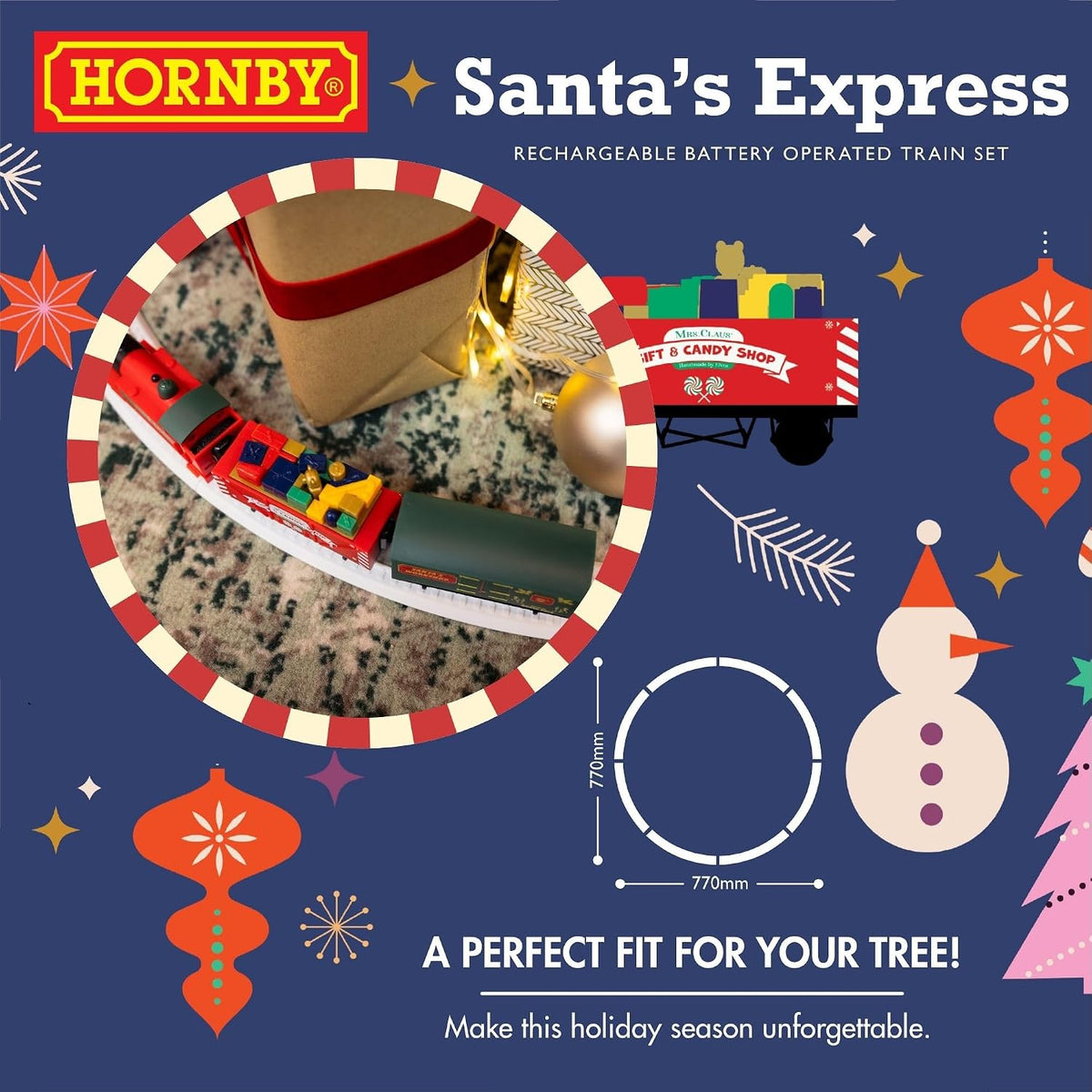 Hornby R9363M Santa's Express Christmas Train Set - Analogue OO Gauge 1:76 Scale Model Railway, Steam Trains Gift for Men, Women & Kids - Rechargeable, Tree Decoration, Electric Locomotives for Adults