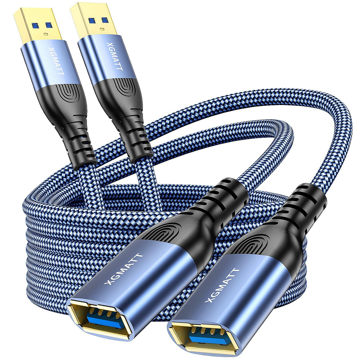 USB Extension Cable 2M 2Pack USB 3.0 Extender Male to Female Blue