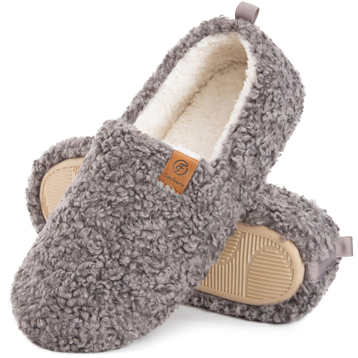 EverFoams Women's Fuzzy Full Slippers Faux Shearling Memory Foam