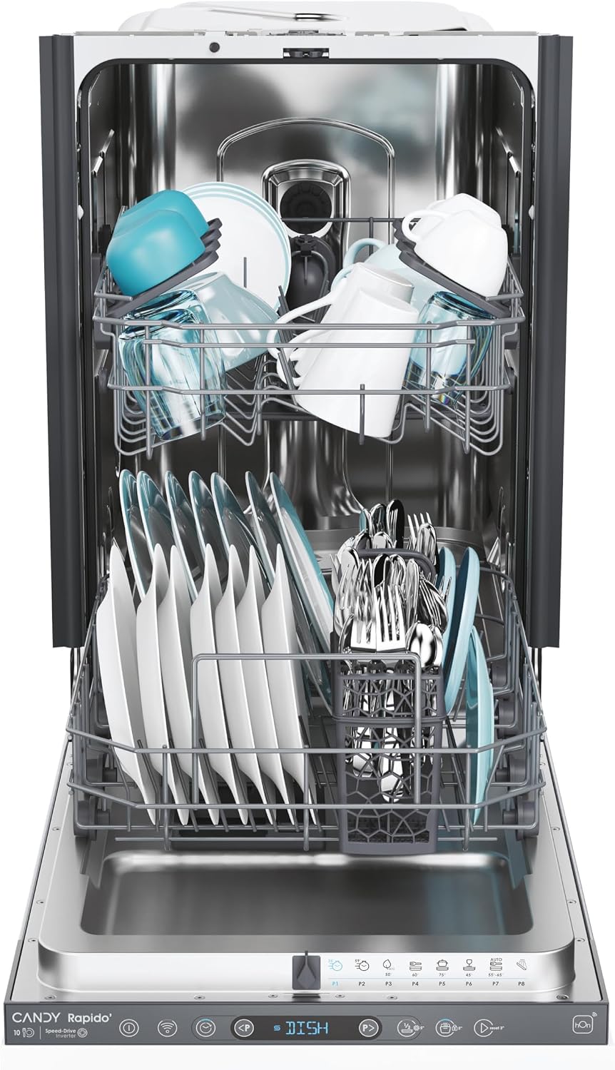 Candy Integrated Slimline Dishwasher, 9 Place Settings, E Class