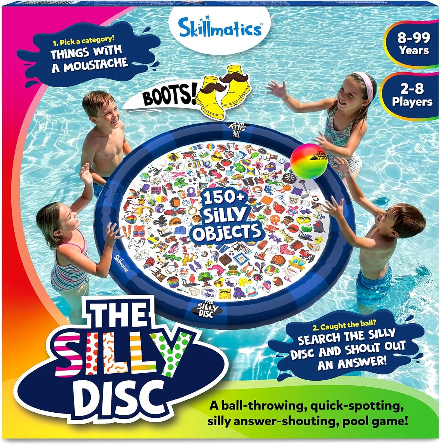 Skillmatics The Silly Disc – Fast-Paced Inflatable Pool Party Game for Kids, Teens and Families, Swimming Pool Toy for Summer Fun, Funny Spot and Shout Game, Gifts for Ages 8, 9,10 & Up, 2-8 Players
