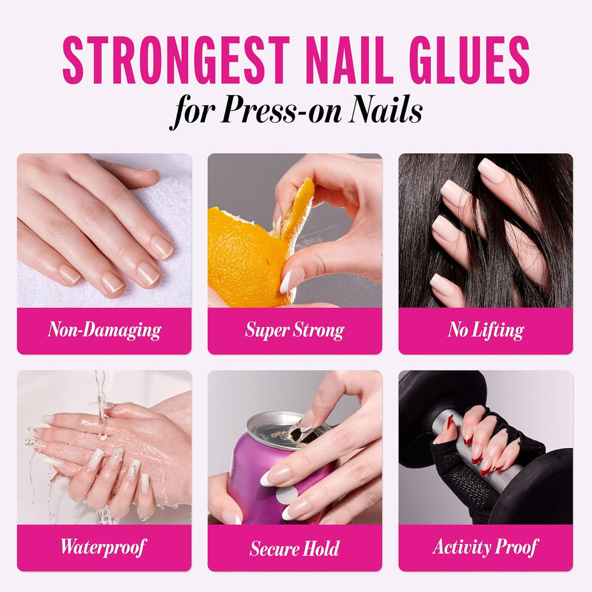 KISS Powerflex Brush-On Nail Glue, Flex Formula for Ultra Hold of False Nails, Instantly Repairs Breaks and Tears