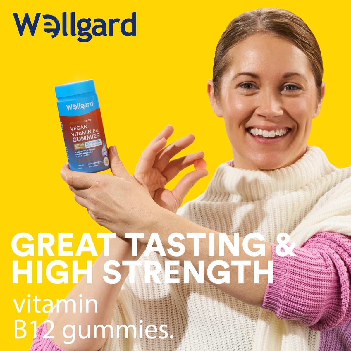 Wellgard Kids Calcium & D3 Gummies - 2 Month Supply - Vegan Chewable Calcium and Vitamin D3 Gummies, Mixed Berry Flavour