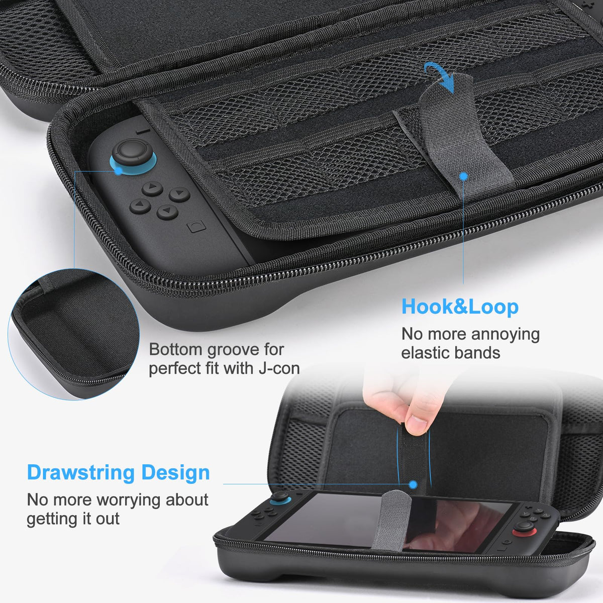 Younik Switch Accessories Bundle, 17 in 1 Switch Accessories Kit for Girls Include Switch Carrying Case with 9 Game Card Slots, Adjustable Stand, Protective Case for Switch Console & J-Con (Blue)