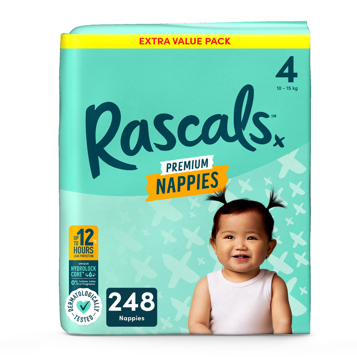 Rascals Premium Nappies Size 3, 296 Count, Feather-Soft