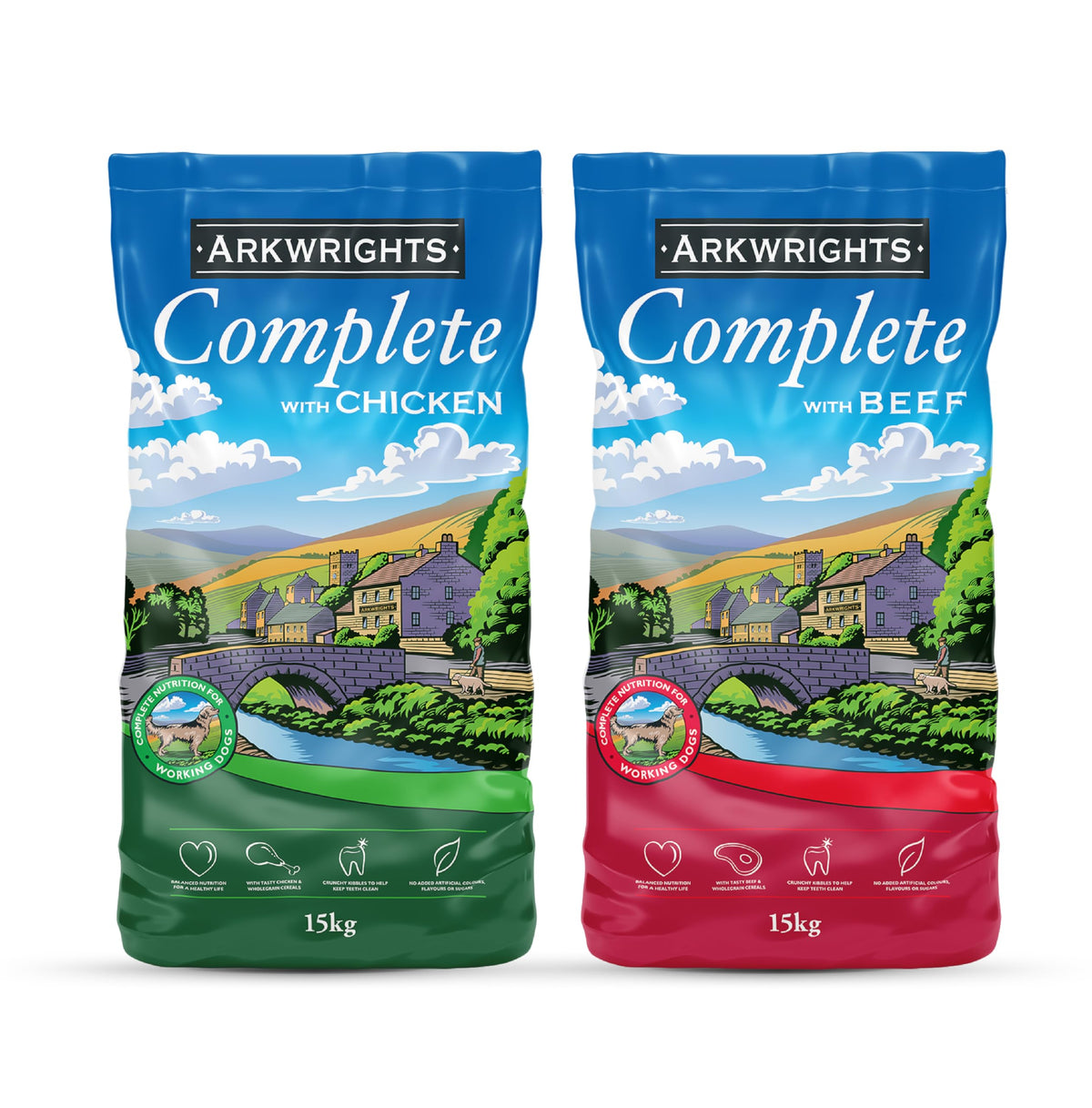 Arkwrights Complete with Beef Dry Dog Food 15kg - Complete Nutrition for Working and Sporting Adult Dogs - Healthy, Nutritious Dry Dog Biscuits