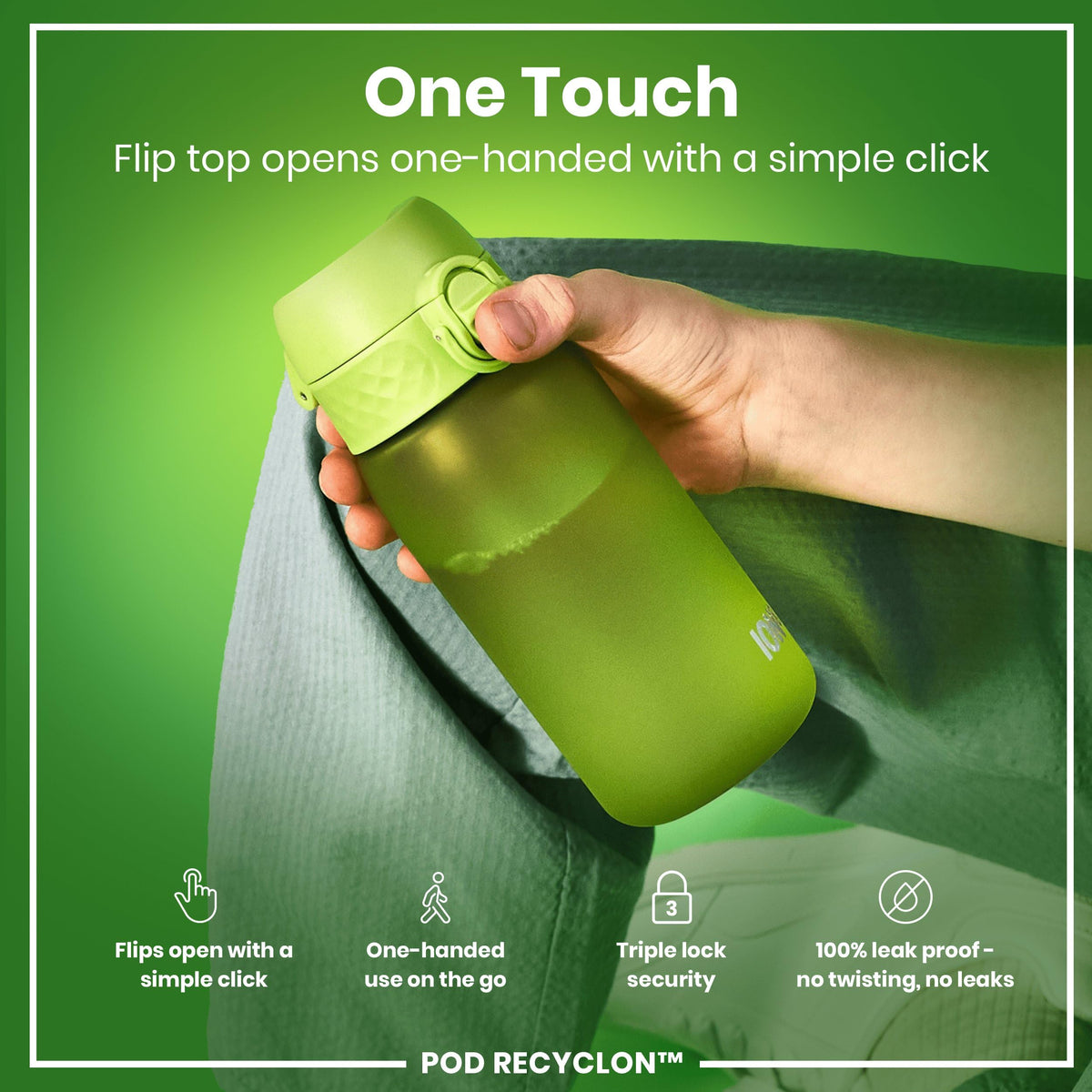 ION8 Kids Water Bottle, 350 ml/12 oz, Leak Proof, Easy to Open, Secure Lock, Dishwasher Safe, Carry Handle, Hygienic Flip Cover, Easy Clean, Odour Free, Rose Pink