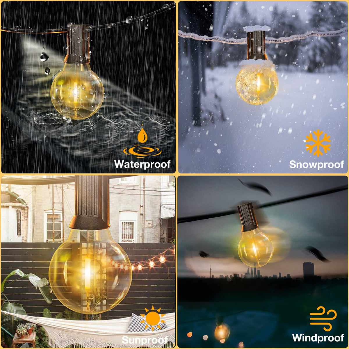 GPATIO Garden Lights, 30FT/9M LED Festoon Lights with 16 Shatterproof Bulbs