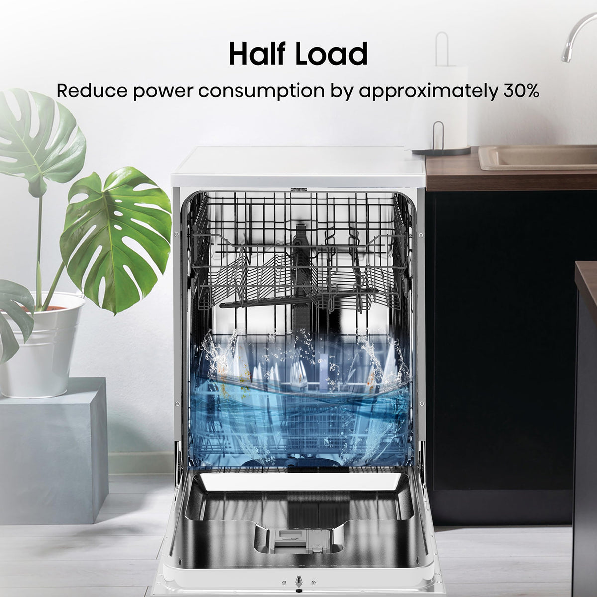 Hisense HS523E15WUK Slimline 10 Places Free Standing Dishwasher White with 30 Minutes Quick Wash [Energy Class E]