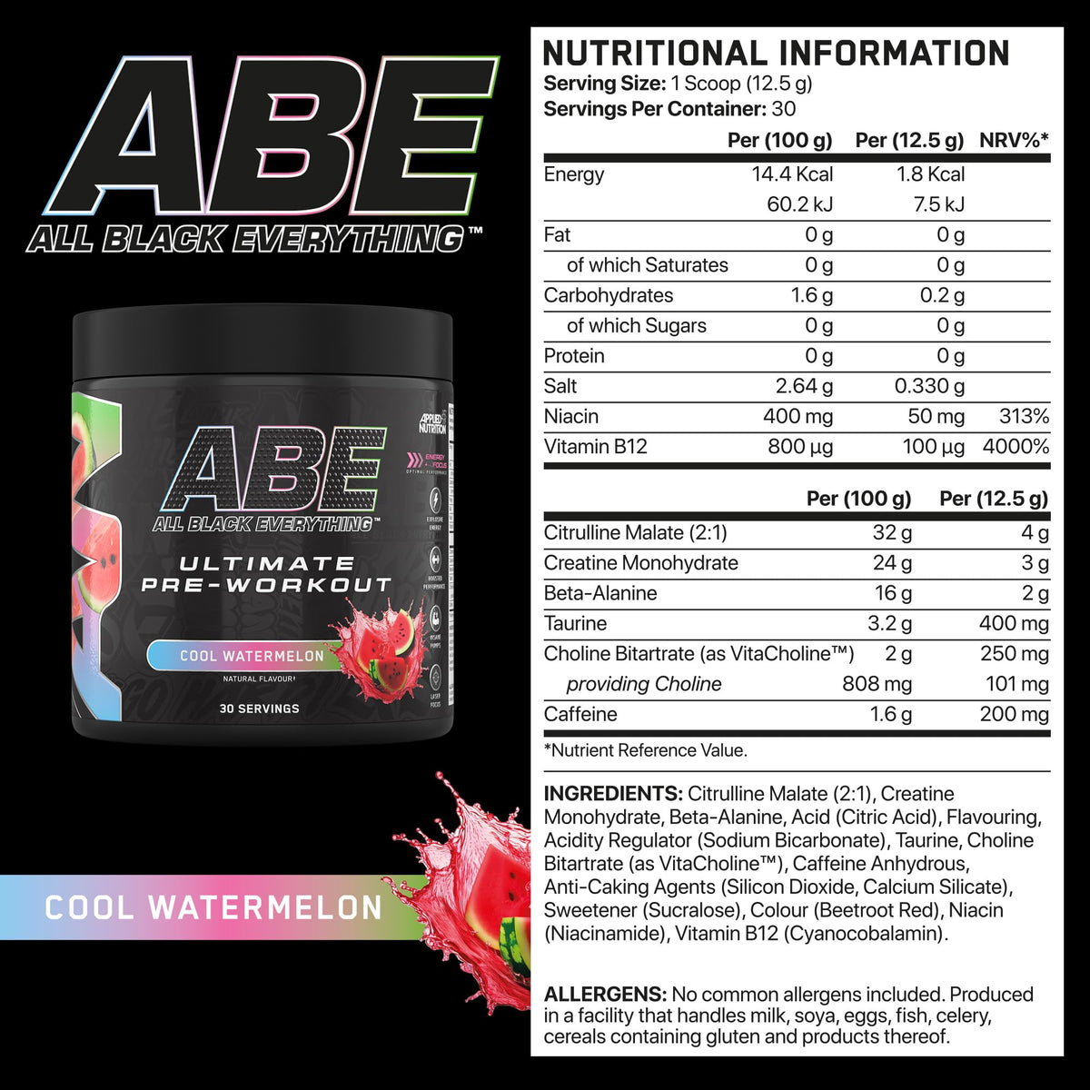 Applied Nutrition ABE Pre Workout Powder Tropical 375g