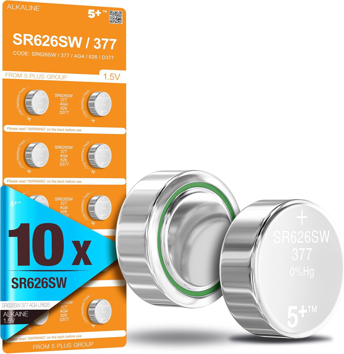 LR626 AG4 377 SR626SW 1.5V Button Cell Batteries (10 Pack) – Long Lasting Coin Batteries for Watches, Key Fobs, Scales, Toys & Small Electronics