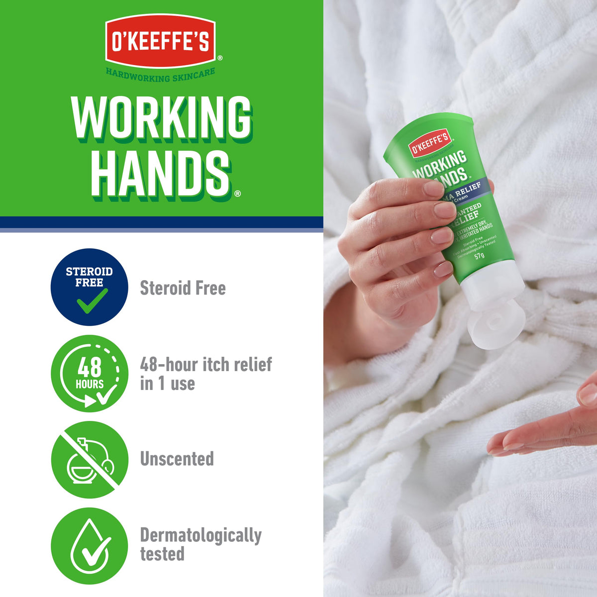 O'Keeffe's Working Hands, 96 g Jar 2 Pack - Hand Cream for Extremely Dry, Cracked Hands | Instantly Increases Moisture Content, Forms a Protective Layer and Prevents Moisture Loss