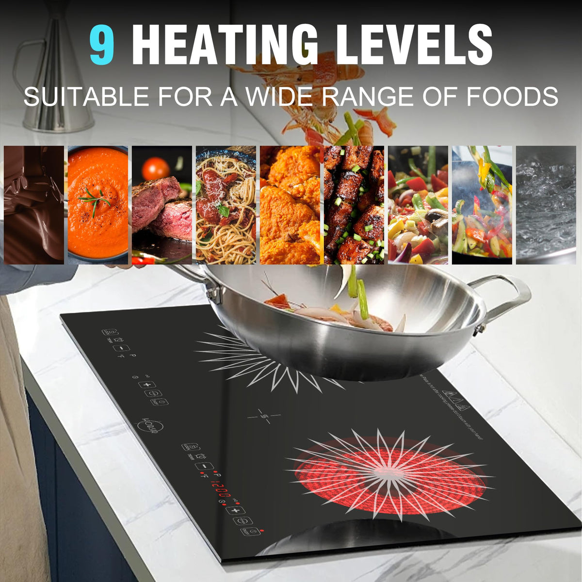 Hobsir Plug in Ceramic Hob, 2 Ring Electric Hob 60 cm
