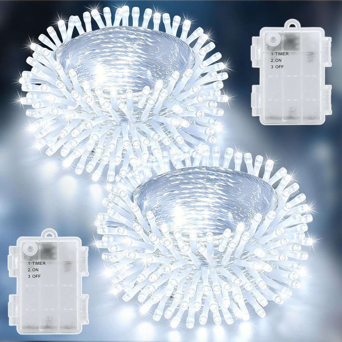 Dalugo Battery Fairy Lights, 3M 30 LED Warm White String Lights with 6h Timer, IP65 Waterproof Battery Powered Fairy Lights for Indoor Outdoor Christmas Decorations