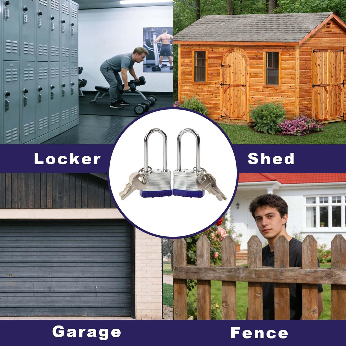 SEPOX® Heavy Duty Outdoor Padlock Keyed-Alike 58mm Extra Long Shackle 4Pack
