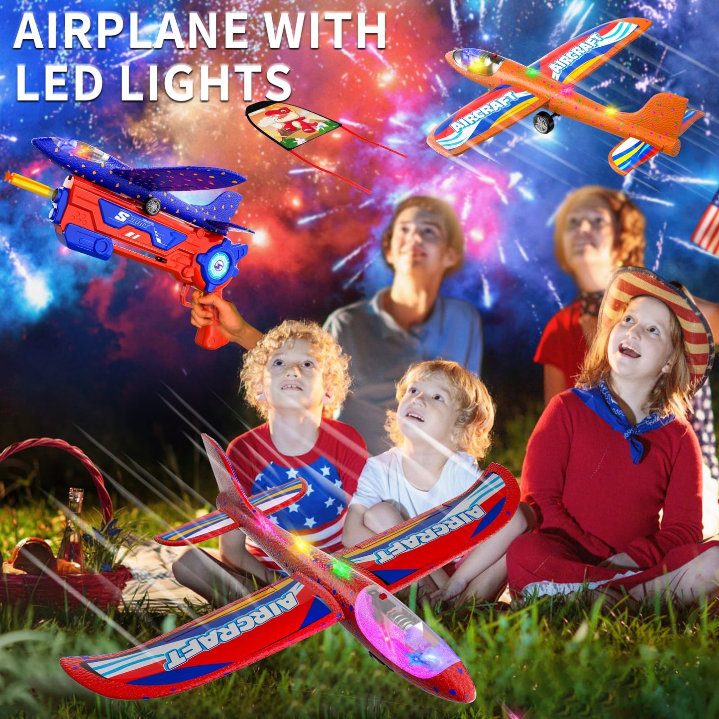 Doloowee Boys Toys for 3 4 5 6 7 8 Years Old, 1 Launcher with 3 Foam Glider Planes, Outdoor Garden Toys Birthday Present Gift for Kids 3 4 5 6 7 8 Year Old