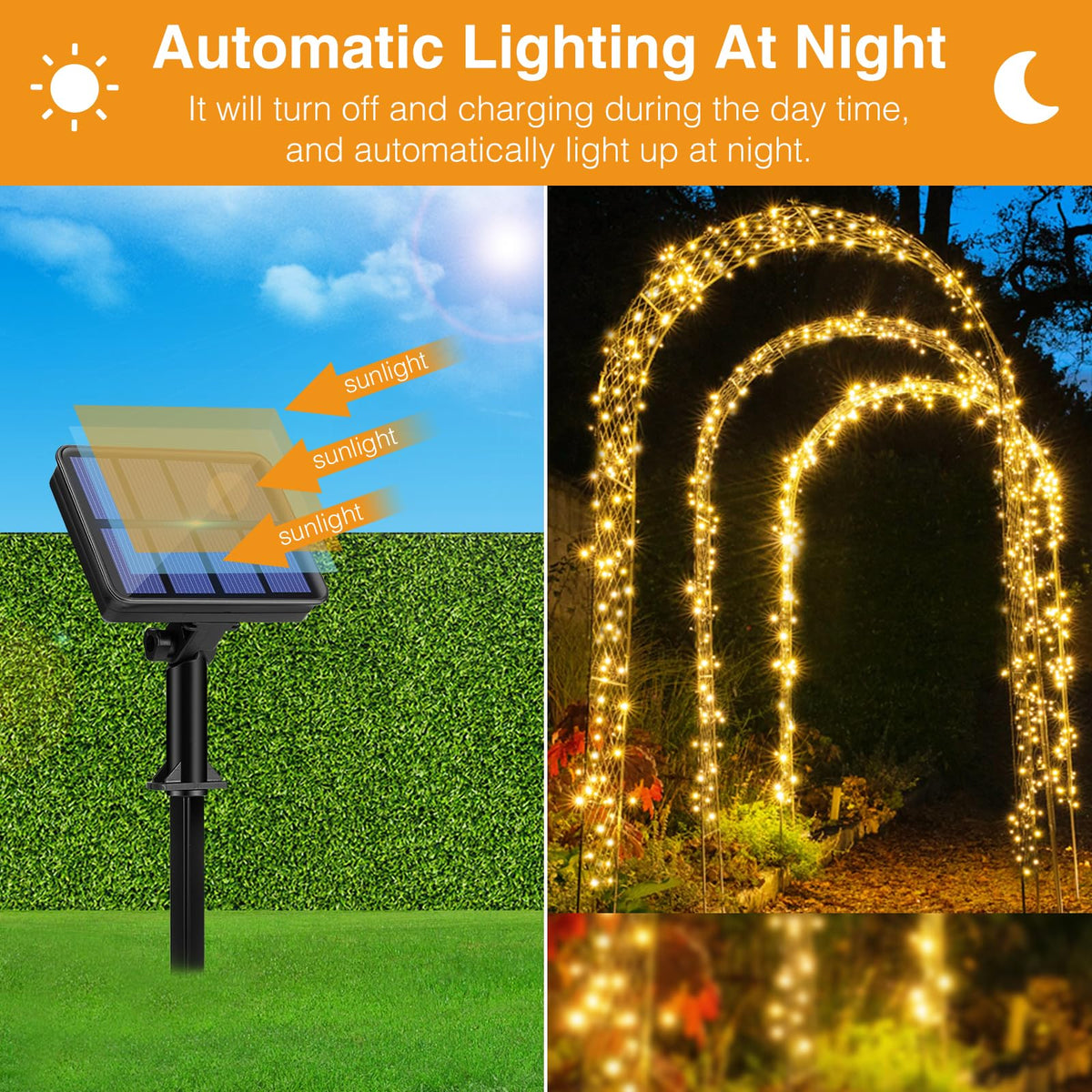 litogo 120 LED Solar String Lights Outdoor, 12M/40Ft 8 Modes Solars Garden Lights Waterproof Copper Wire Decorative Solar Fairy Lights for Patio, Gate, Yard, Trees, BBQ, Wedding, Party