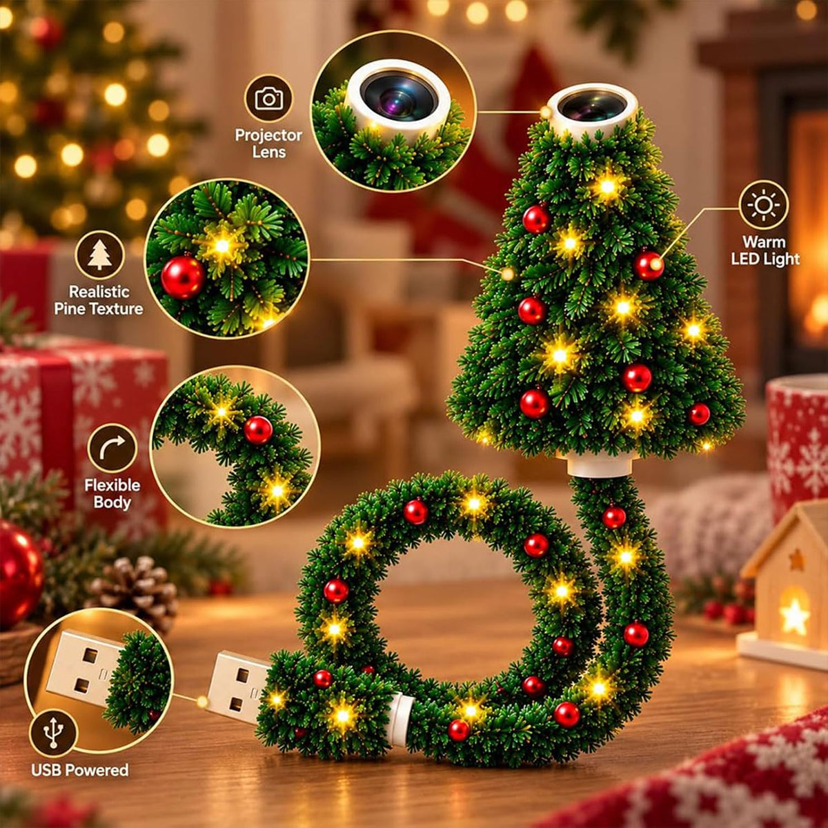 2027 New Christmas Projector Light, Plug and Play HD Christmas Projector