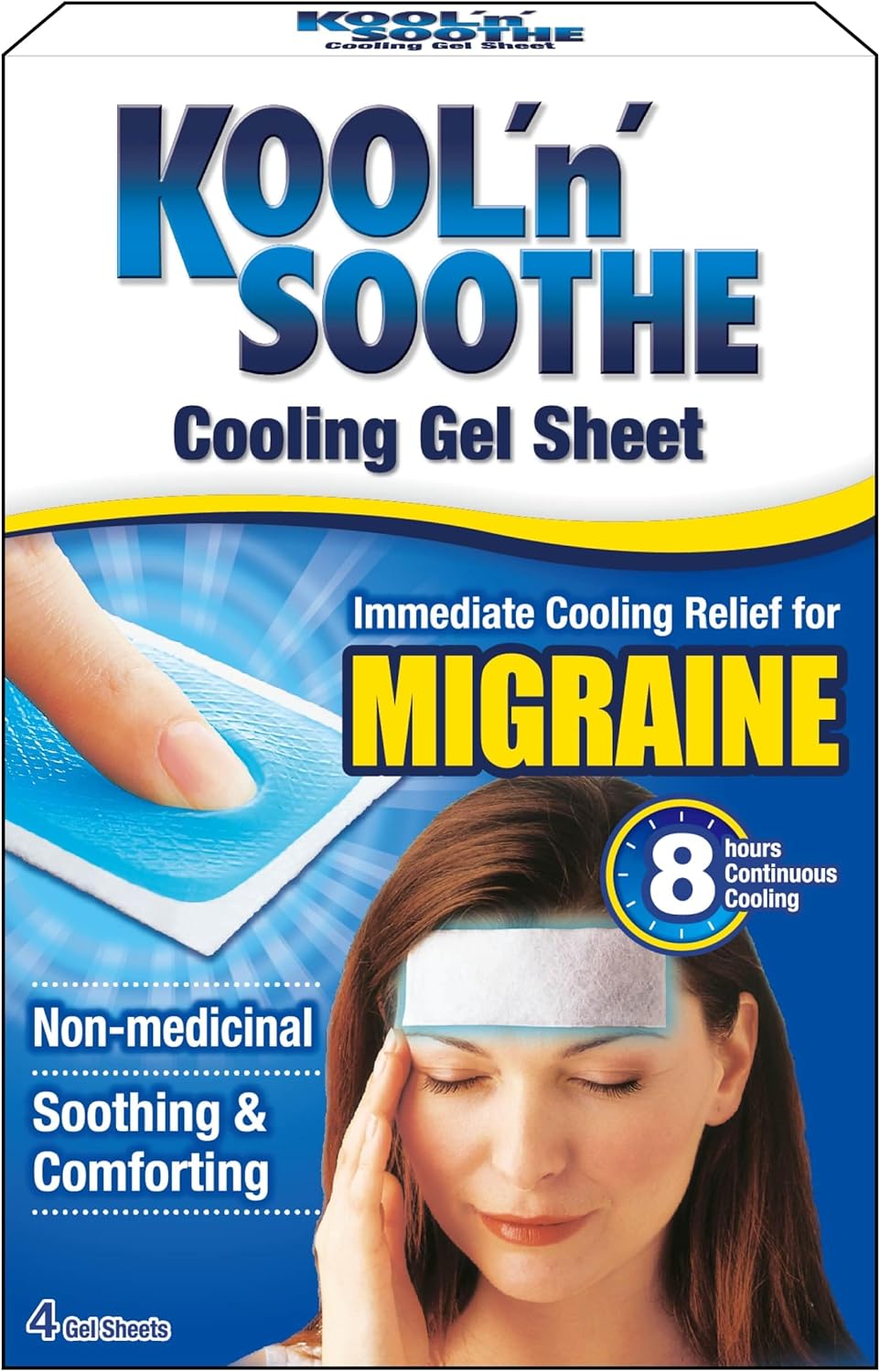 KOOL 'N' SOOTHE Migraine Cooling Gel Sheets - 4 Pack