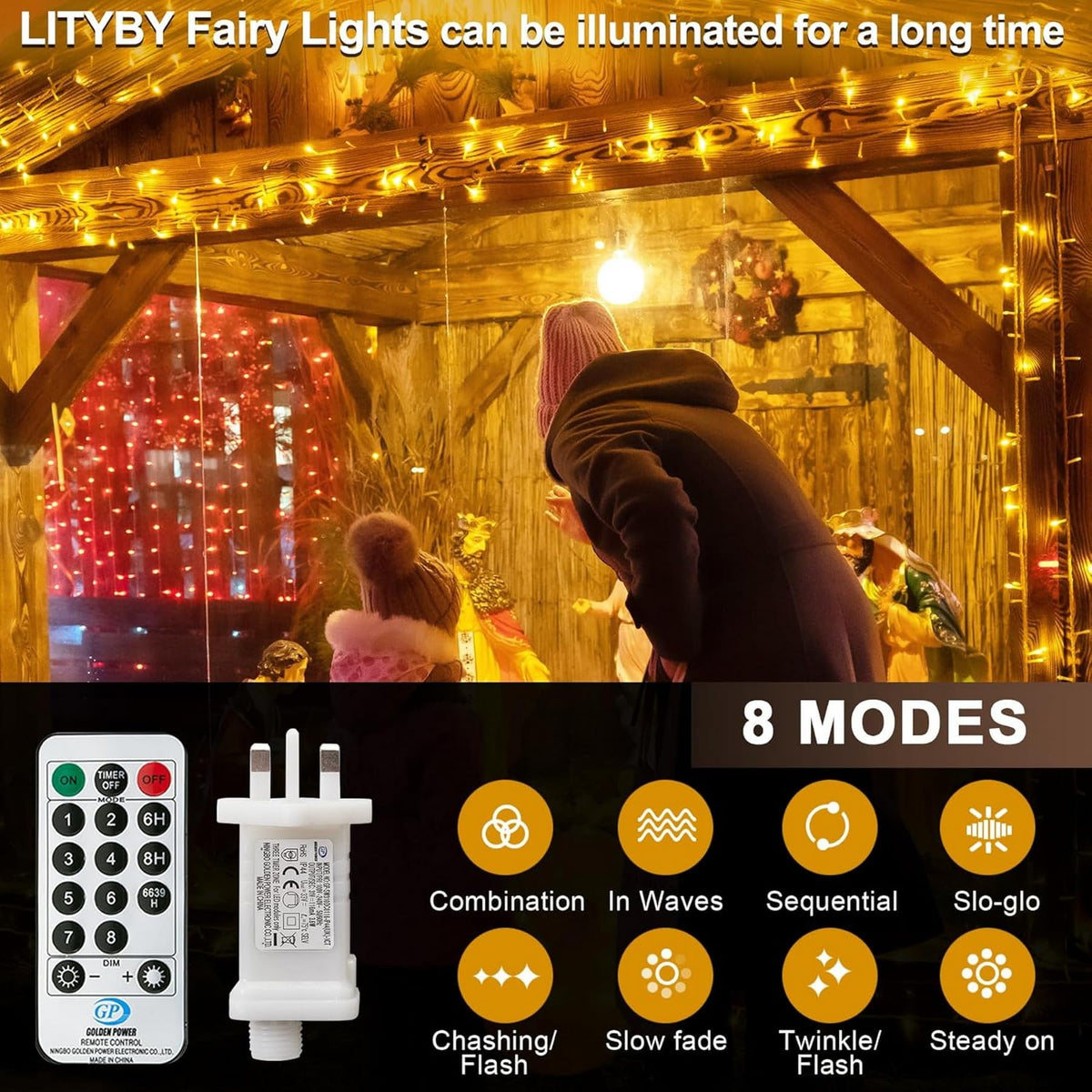 LITYBY Fairy Lights Plug in Waterproof,120LED String Lights Main Powered