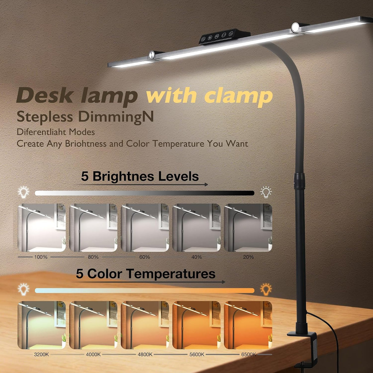 Small LED Rechargeable Portable Foldable Cordless Desk Table Lamp