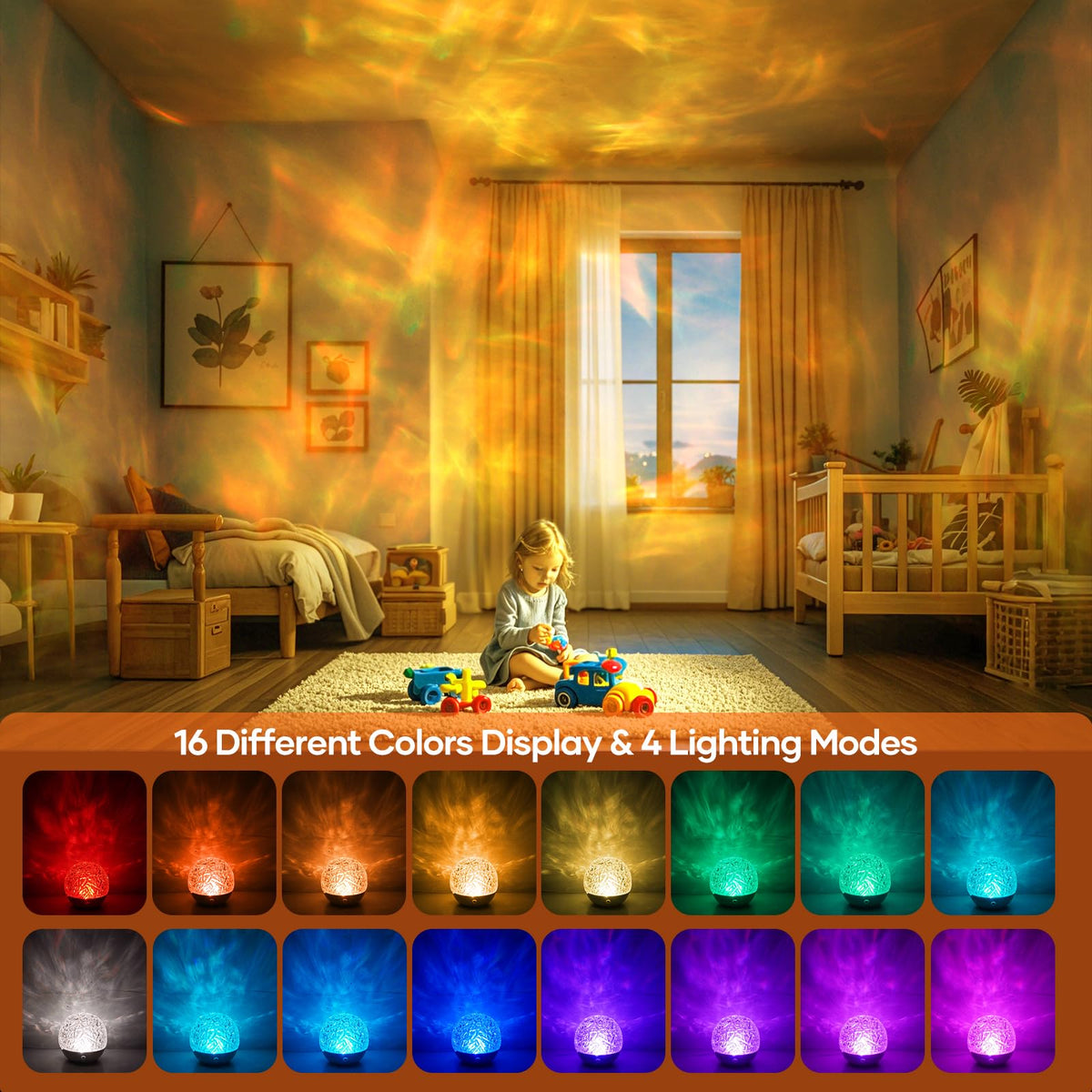 Fokky Sensory Night Light - 16 Colors Ocean Wave Bedside Lamp
