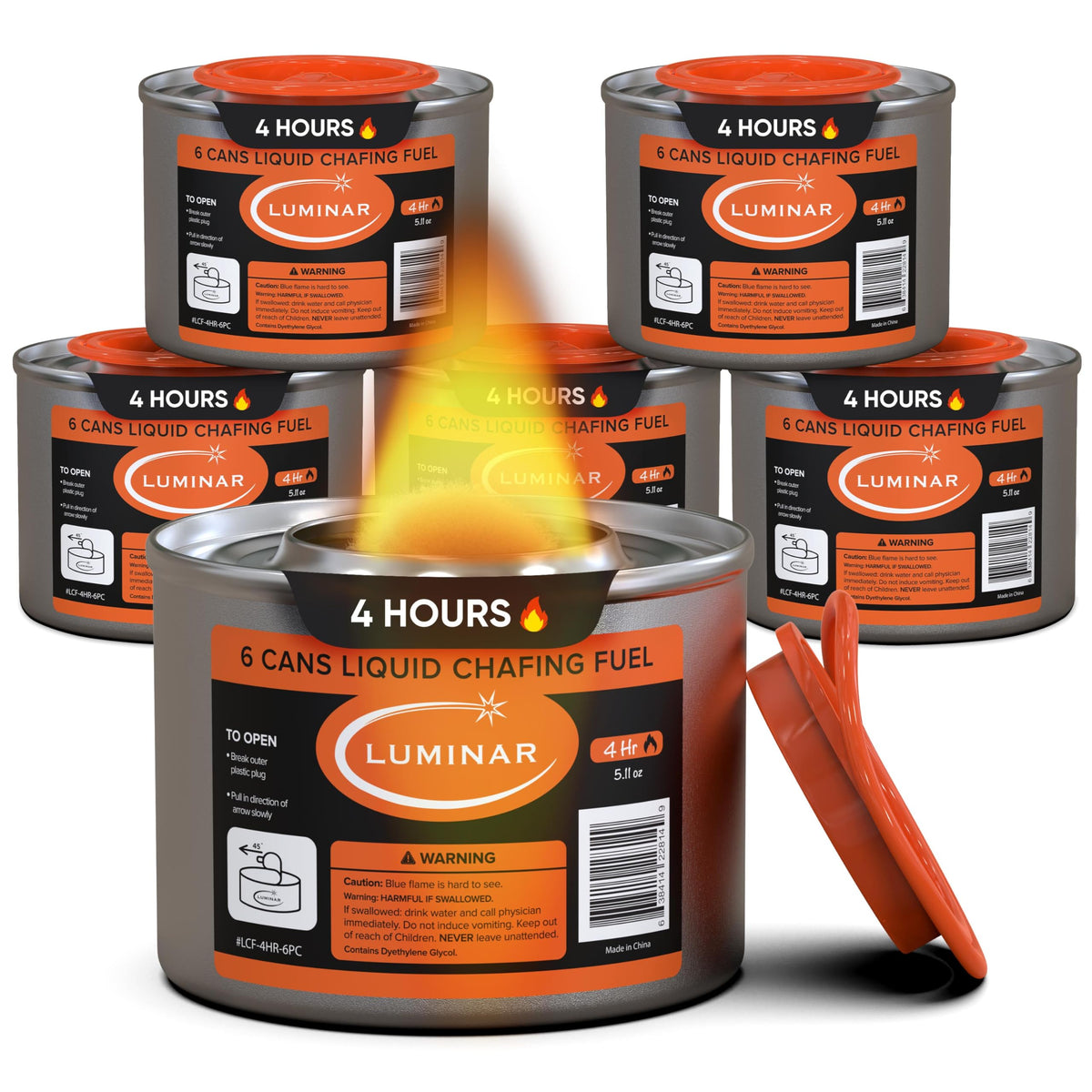 Luminar Resealable-Wick Chafing Fuel Cans, 24 Pack, 6 Hour - Premium Quality Burners for Food Warmers - No More Spills, Waste, or Hassle - Perfect for Convenient, and Long-Lasting Event Catering